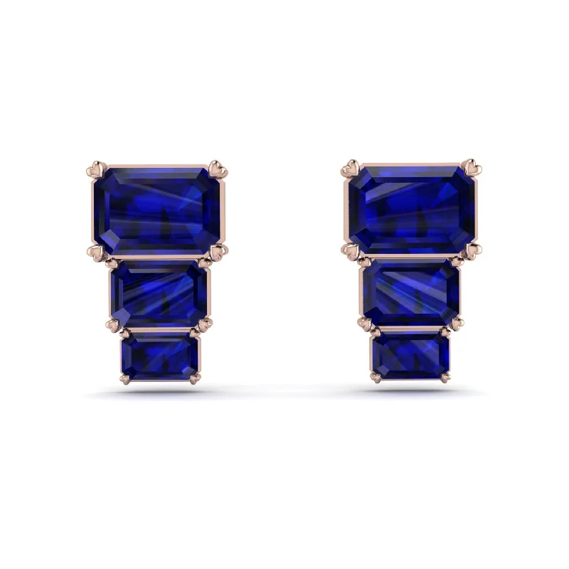 Classic Crystal Earrings For Wedding Day-Hidden Diamonds Emerald Sapphire Earrings - Briella No. 14