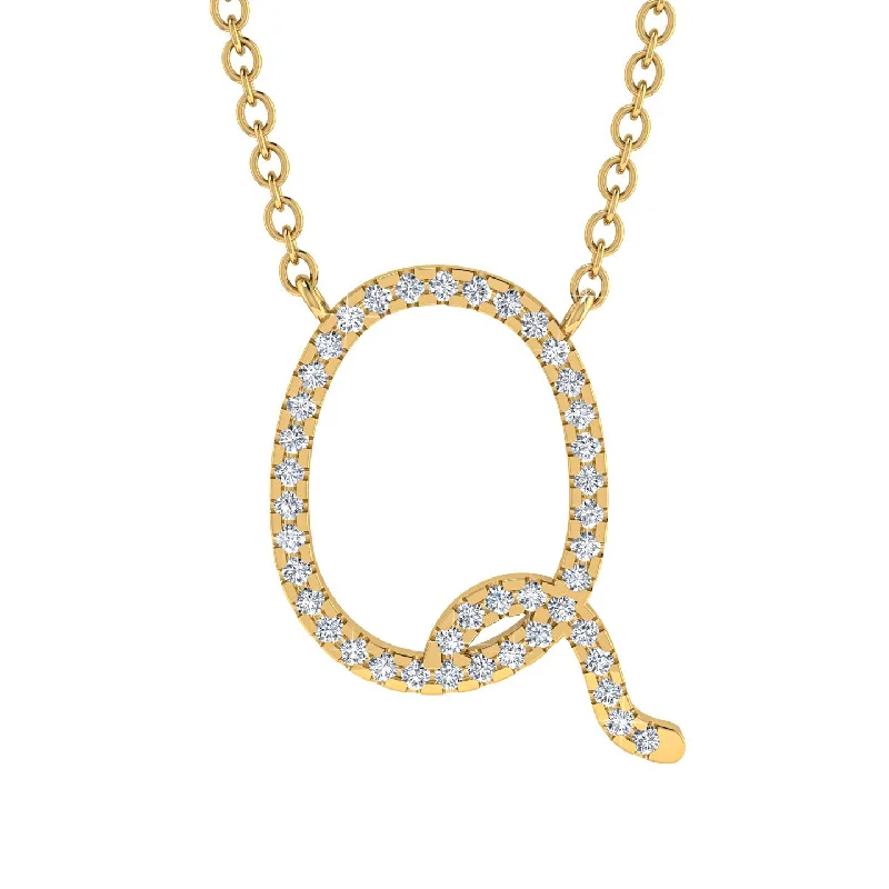 Diamond Gold Letter Necklace - Q