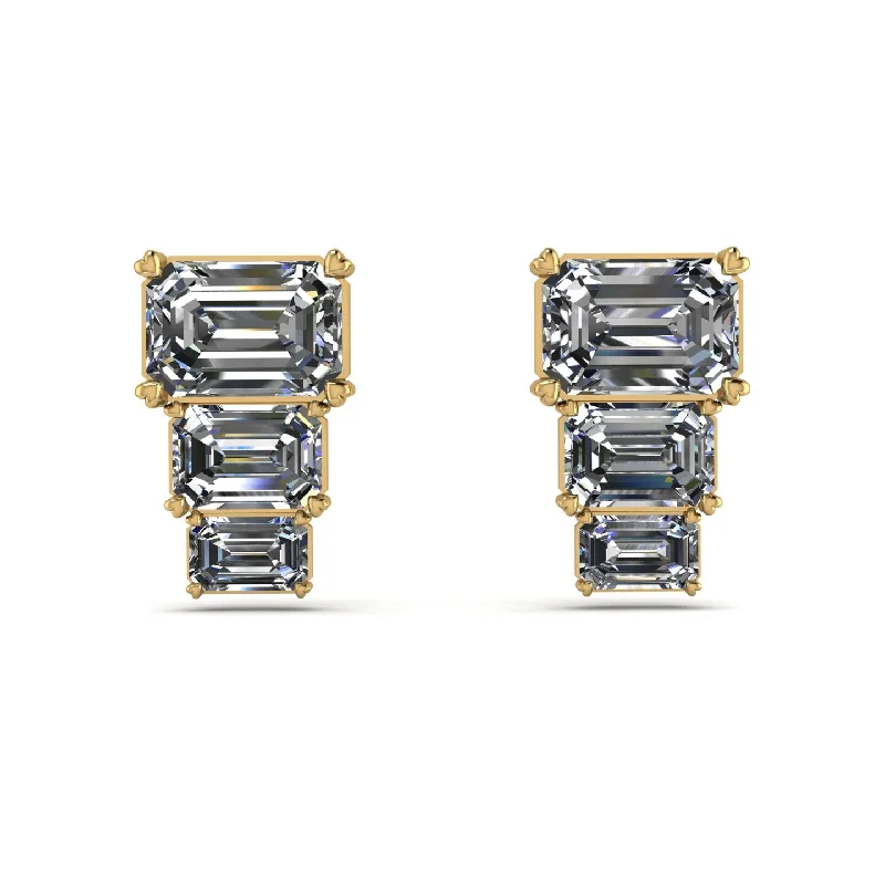 Classic Earrings For Timeless Weddings-Hidden Diamonds Emerald Diamond Earrings - Briella No. 1