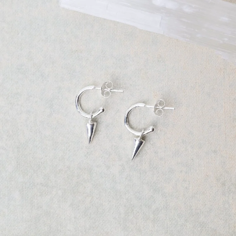 Stunning Hoop Earrings For Glamorous Nights-Sterling Silver Spiked Hoop Earrings