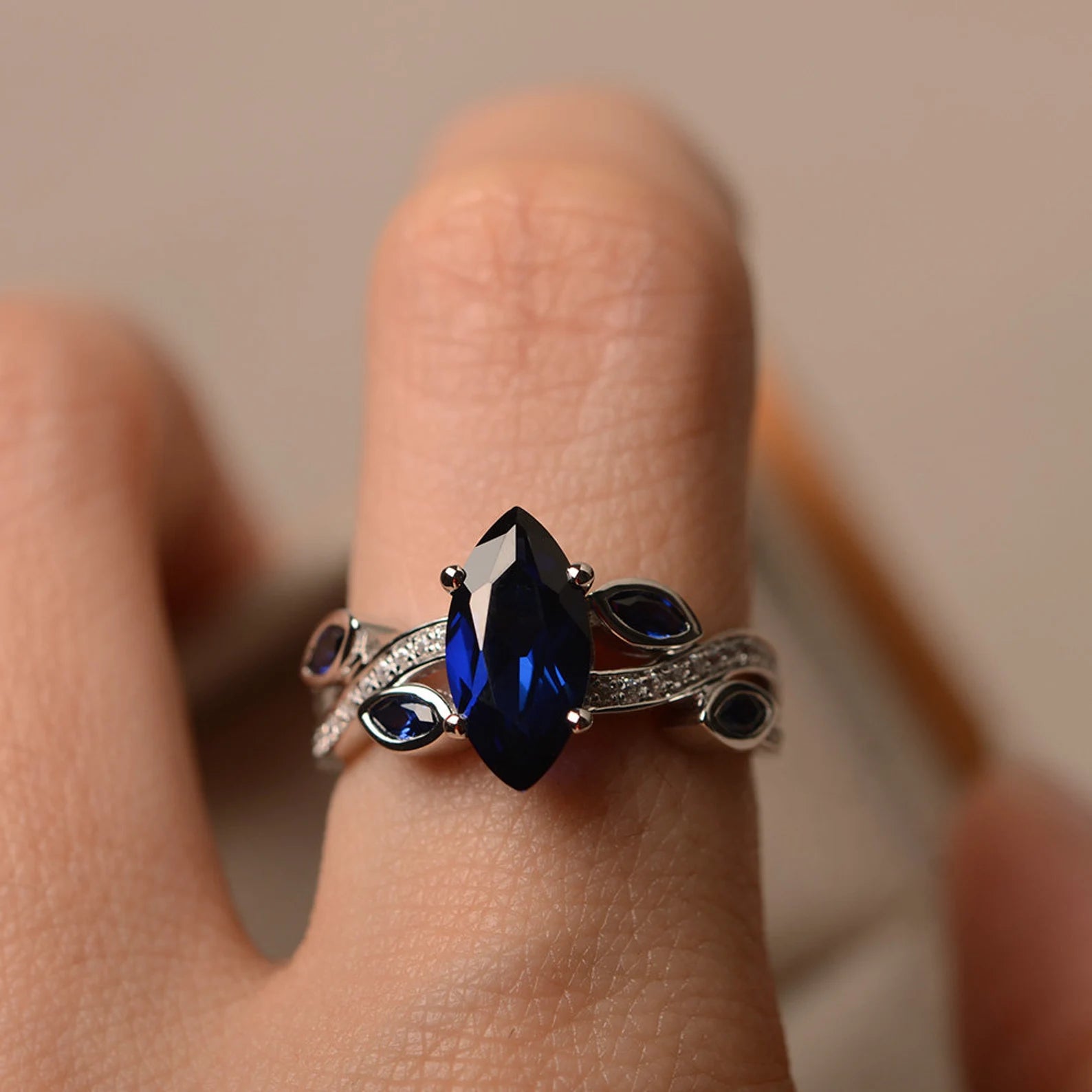 Sparkling Sapphire Rings For Bridal Fashion-Sapphire Obsession Silver Ring