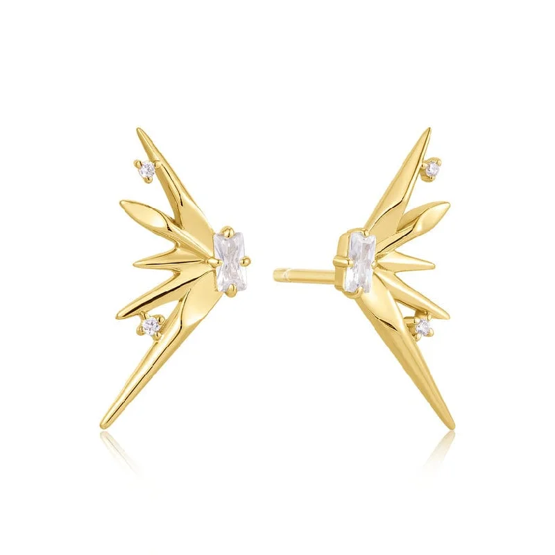 Stylish Earrings For Everyday Looks-Gold Statement Spike Stud Earrings