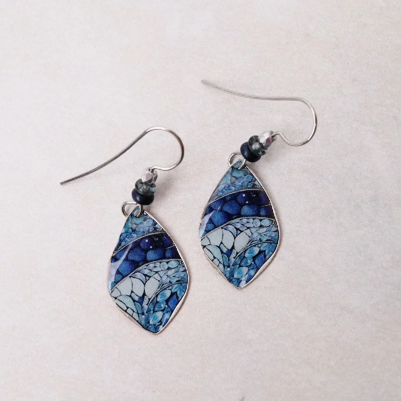 Elegant Silver Earrings For Formal Wear-Blue Mosaic Earrings