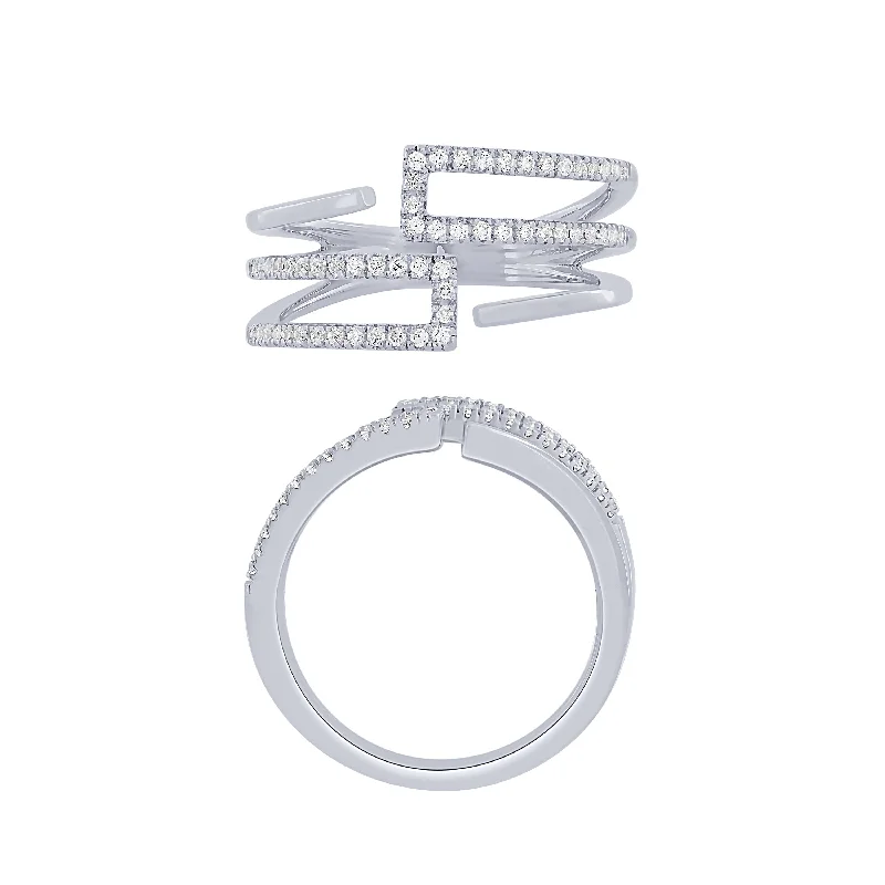 Classic Stackable Rings For Layered Fashion-14K White Gold 1/4Ct Diamond Fashion Ring