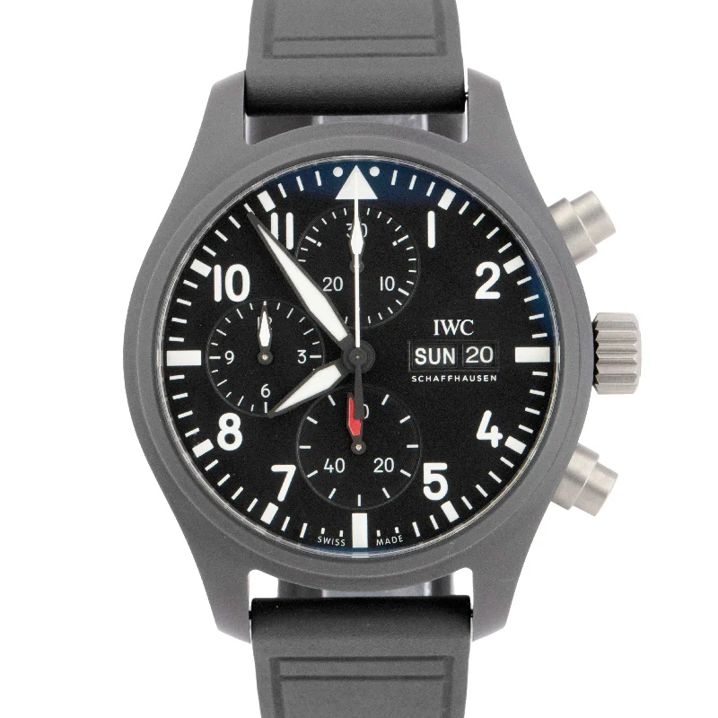 Affordable Smart Watches For Everyday Use-2024 PAPERS IWC Pilots Watch Chronograph TOP GUN Black Ceramic 41mm IW389401 BOX