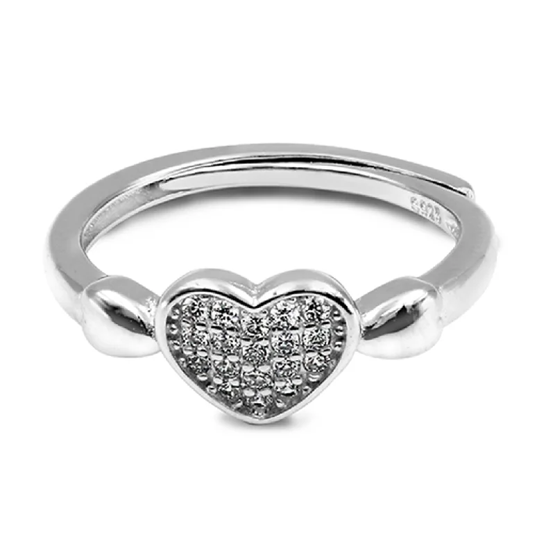 Sparkling Diamond Engagement Rings For Brides-Zarkan Glamour Heart Sterling Silver Ring