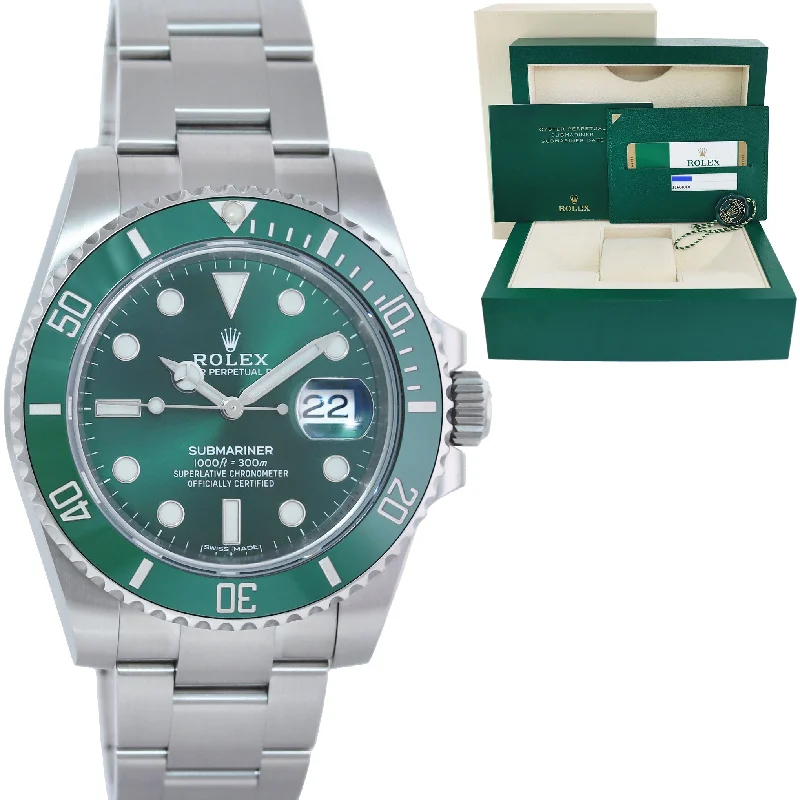 Stunning Women’s Watches With Gemstone Features-MINT 2018 PAPERS Rolex Submariner Hulk 116610LV Green Dial Ceramic Watch Box