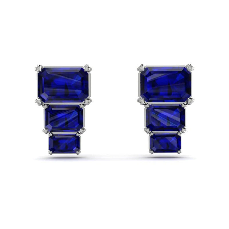 Trendy Resin Earrings For Creative Glam-Hidden Diamonds Emerald Sapphire Earrings - Briella No. 15