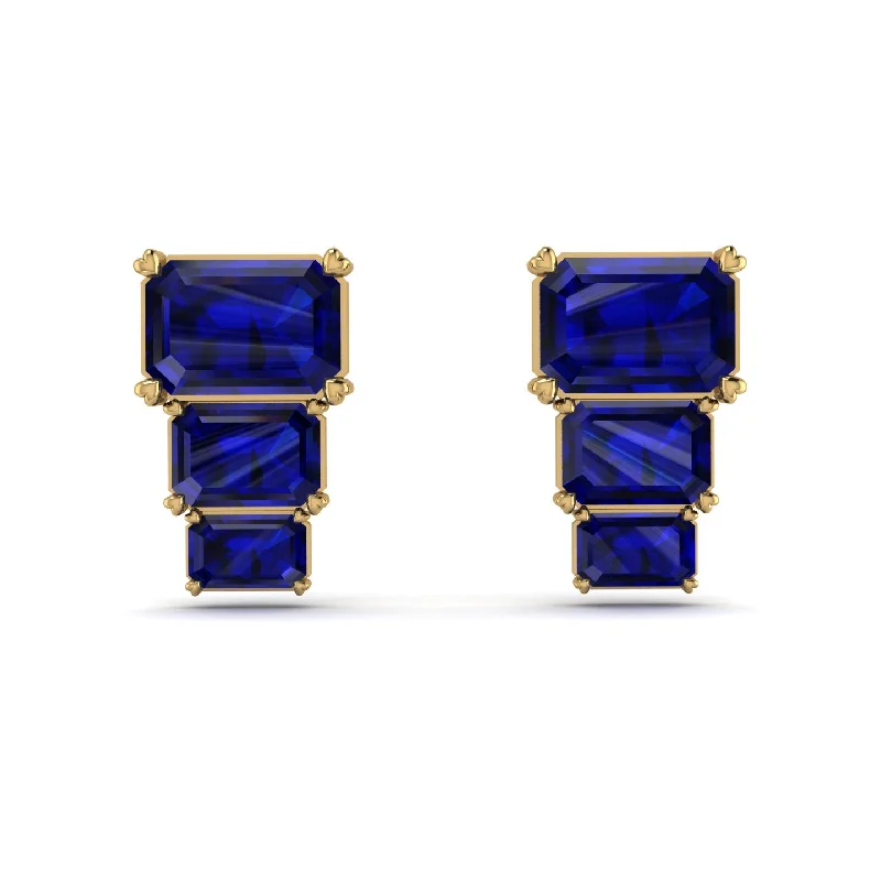 Custom Earrings For Fashion Lovers-Hidden Diamonds Emerald Sapphire Earrings - Briella No. 13