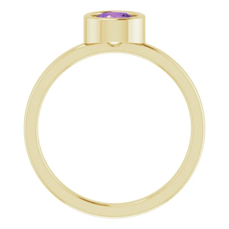 Stunning Gold Wedding Bands For Timeless Style-14K Yellow 5.5 mm Natural Amethyst Ring