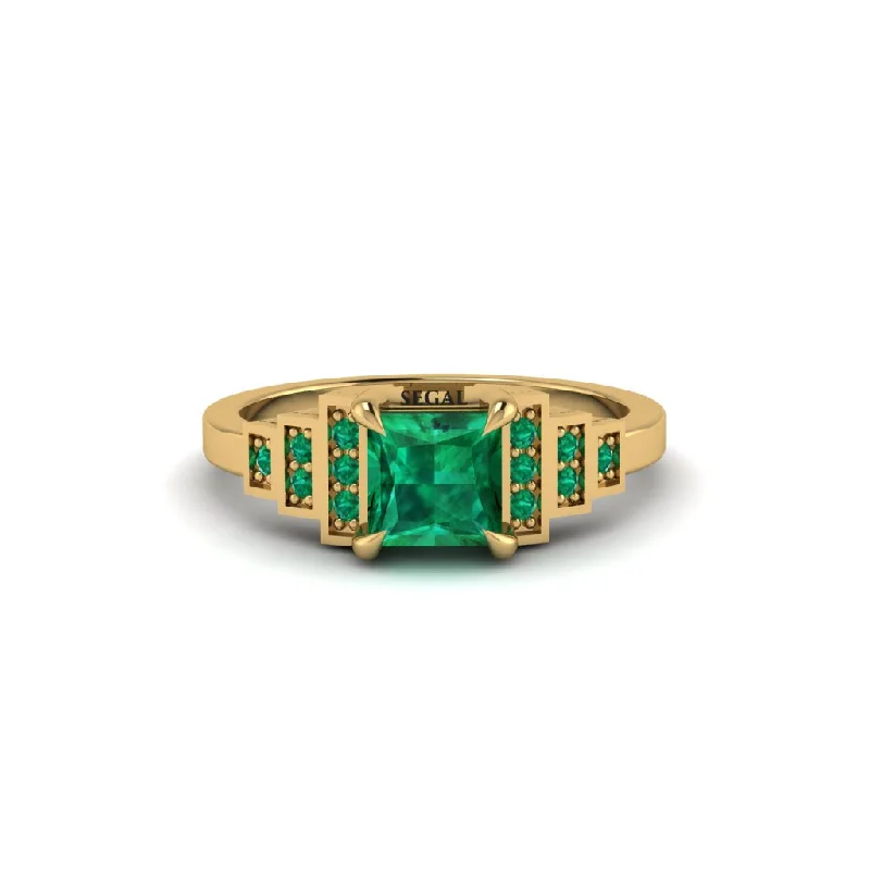 Elegant Wedding Rings For Special Occasions-Emerald Geometric Princess Cut Engagement Ring - Thea No. 19