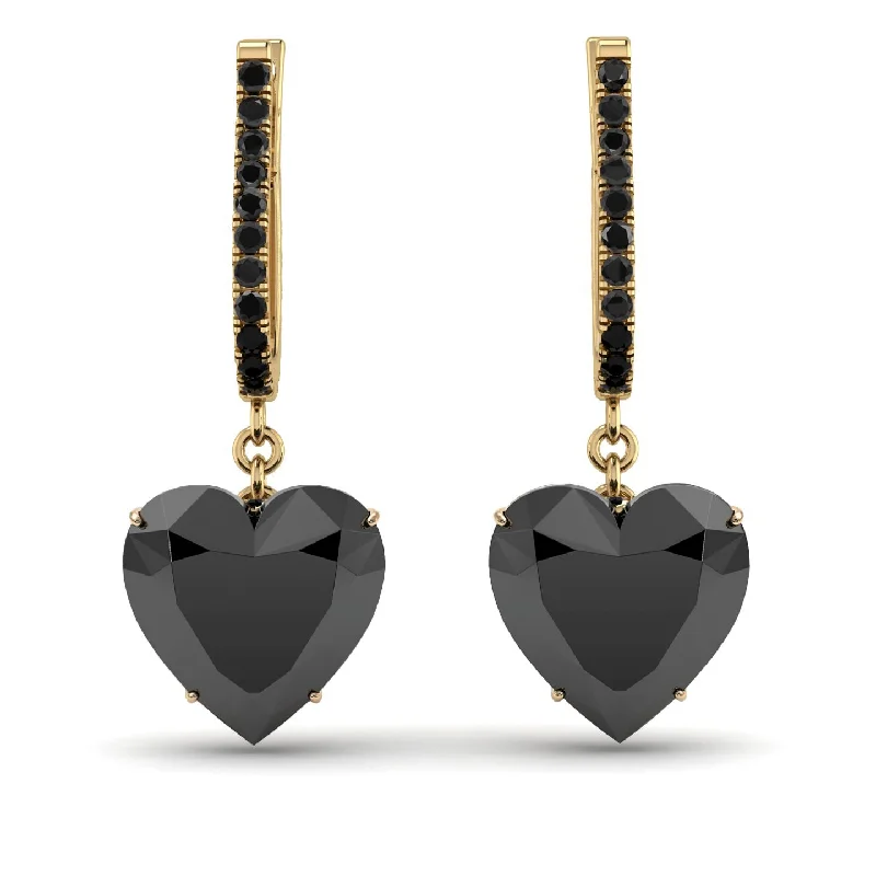 Beautiful Drop Earrings For Wedding Glam-Heart Black Diamond Earrings - Noelle No. 37