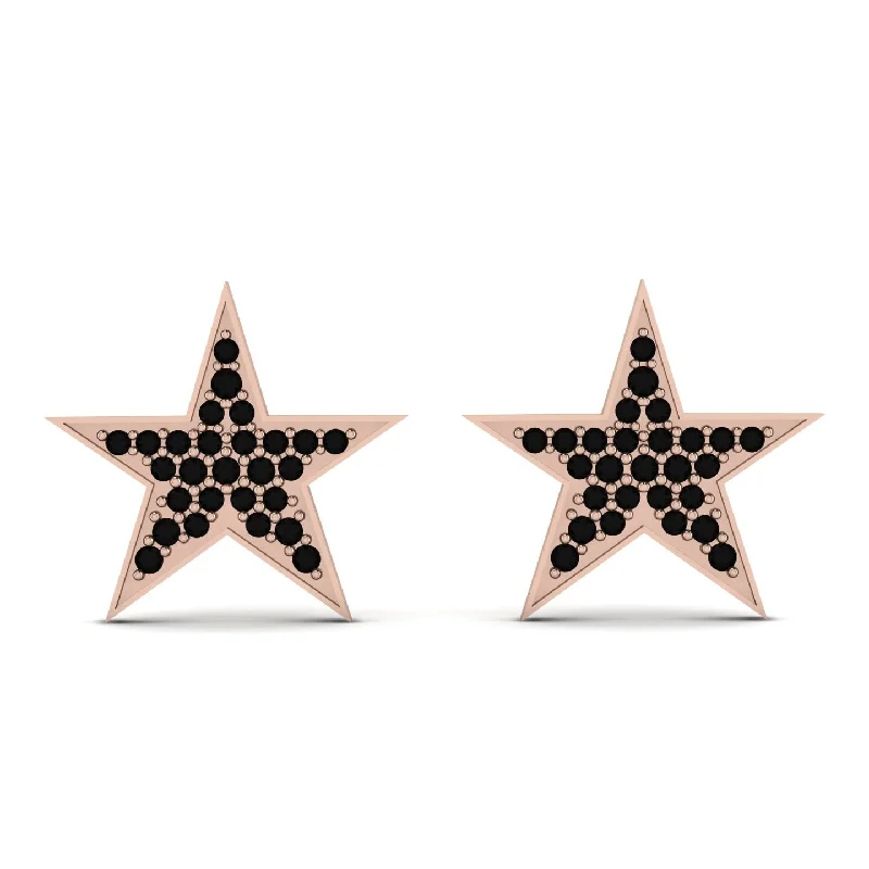 Chic Pearl Earrings For Wedding Day-Star Stud Black Diamond Earrings - Star No. 8