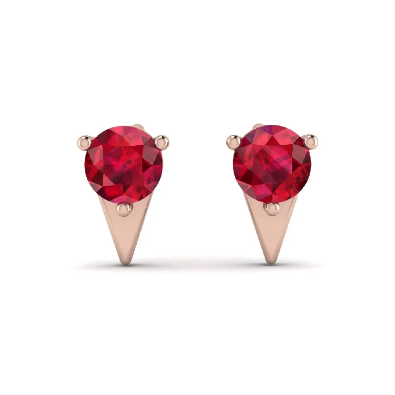 Chic Drop Earrings For Evening Wear-Triangle Ruby Earrings - Aisha No. 11