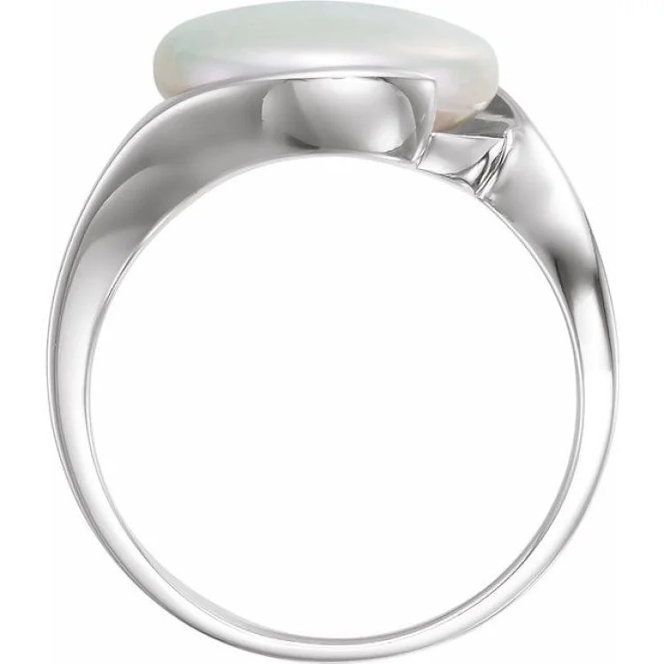 Luxury Wedding Rings For Elegant Weddings-Sterling Silver Cultured White Freshwater Pearl Coin Ring