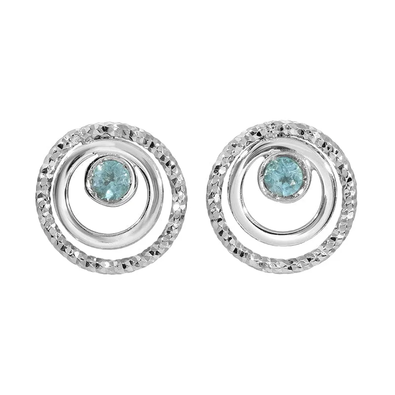 Personalized Drop Earrings For Custom Gifts-Sterling Silver Blue Topaz Operato Earrings