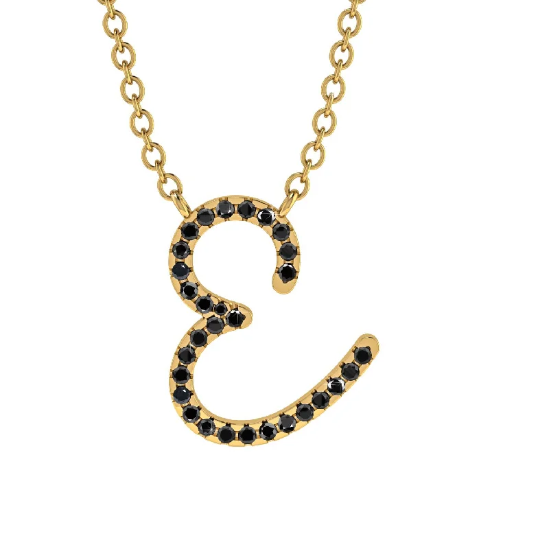 Black Diamond Gold Letter Necklace - E