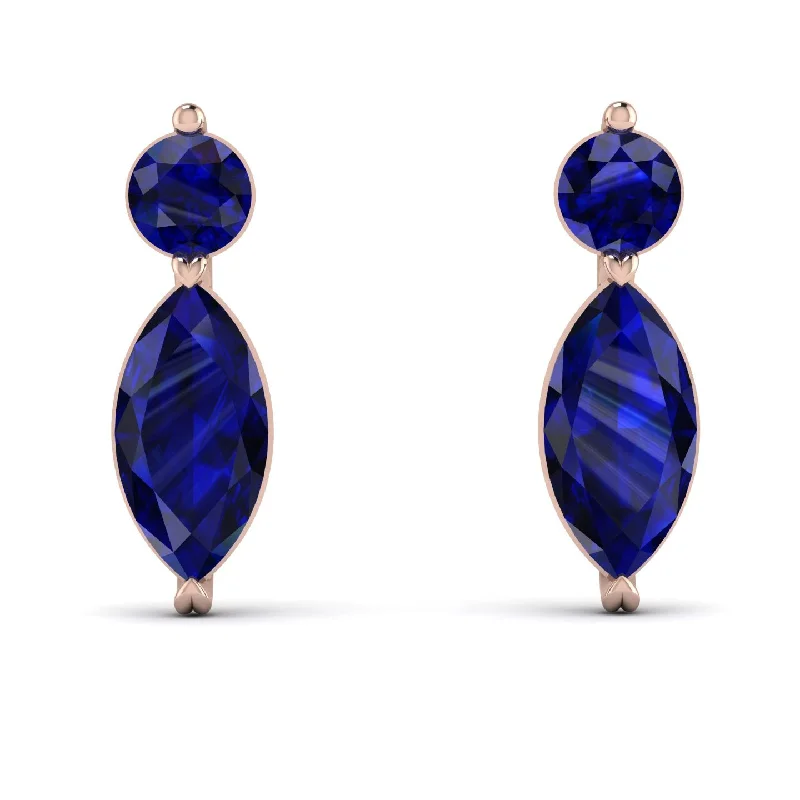 Stunning Pearl Earrings For Formal Wear-Hanging Marquise Sapphire Earrings - Lacey No. 14