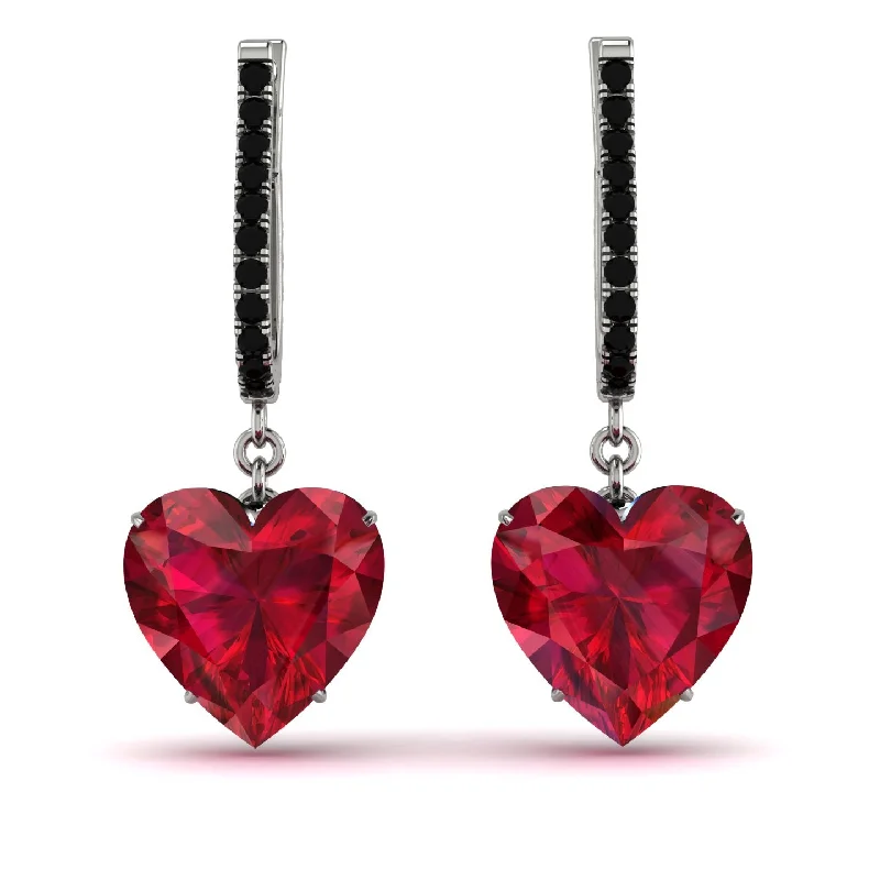 Large Hoop Earrings For Bold Looks-Heart Ruby Earrings - Noelle No. 42