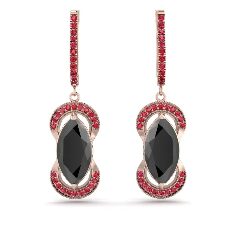 Unique Resin Earrings For Creative Styles-Marquise Vintage Black Diamond Earrings - Marley No. 53