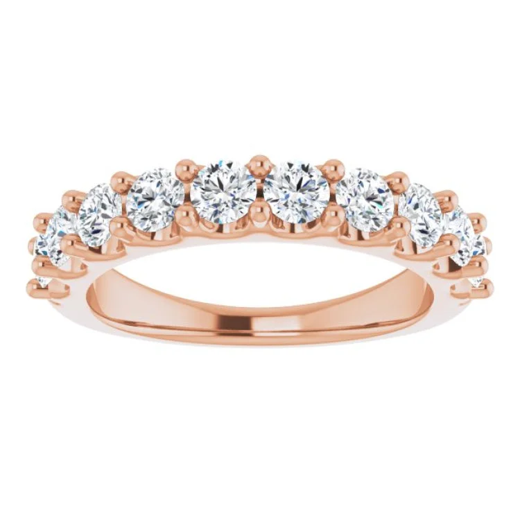 Custom Gemstone Rings For Special Occasions-14K Rose 1 1/5 CTW Natural Diamond Anniversary Band