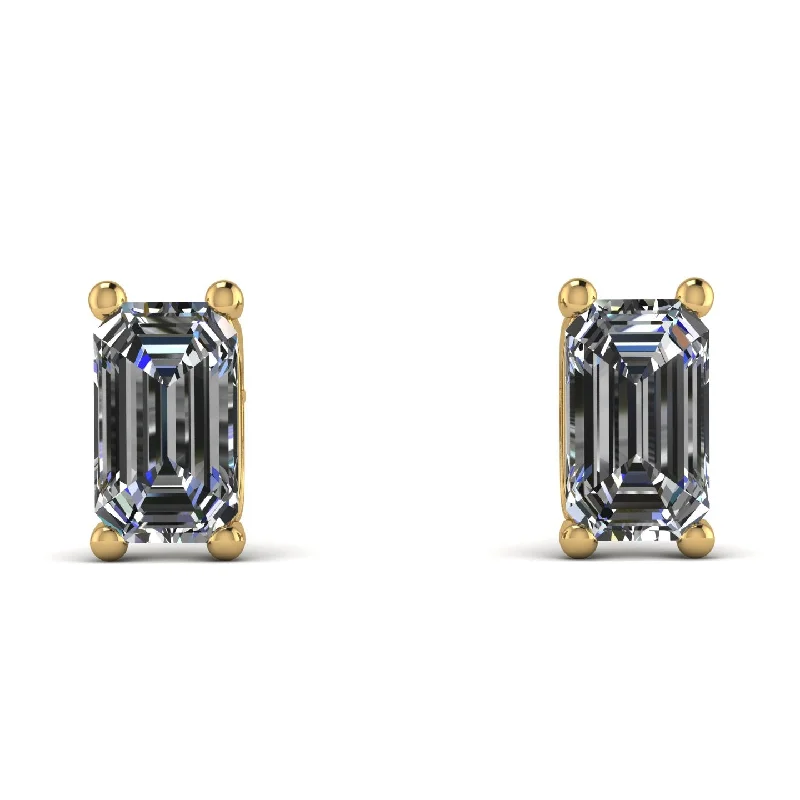 Long Drop Earrings For Elegant Style-Hidden Diamonds Emerald Cut Diamond Earrings - Angel No. 46