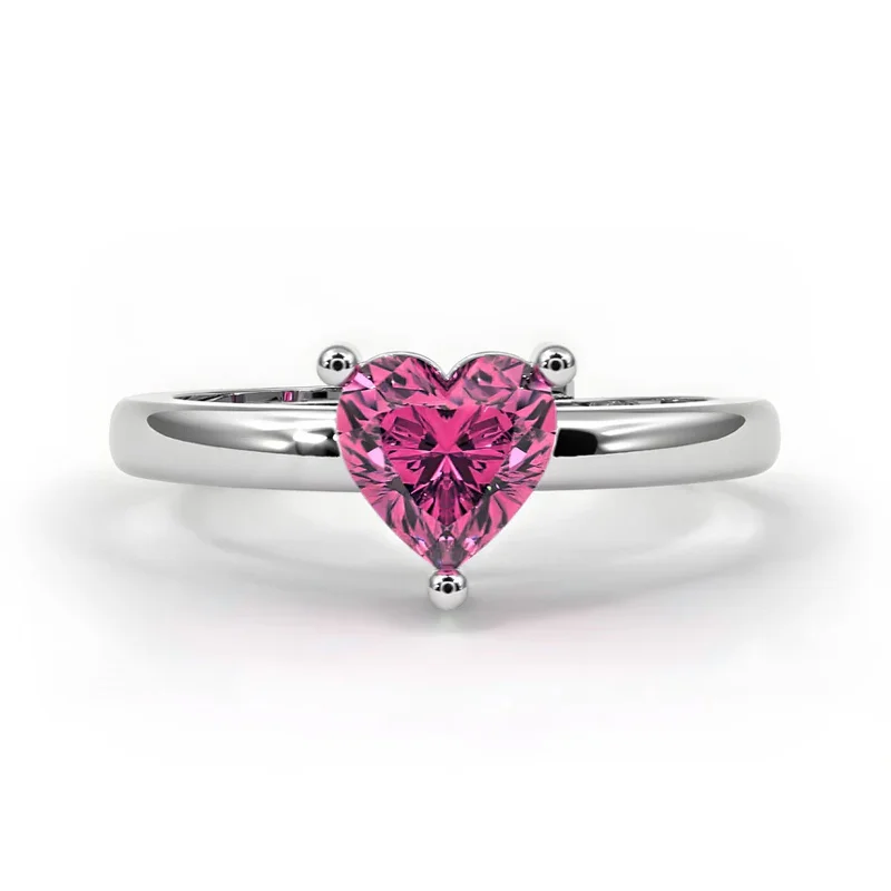 Stunning Engagement Rings For Memorable Proposals-Zarkan Pink Heart Silver Ring