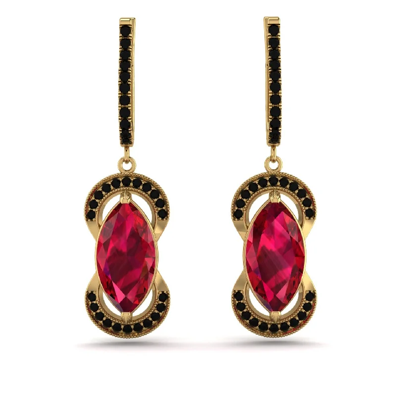 Simple Hoop Earrings For Chic Looks-Marquise Vintage Ruby Earrings - Marley No. 40