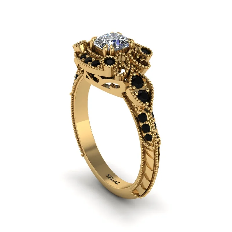 Timeless Gold Rings For Elegant Fashion-Diamond Vintage Filigree Cushion Cut Engagement Ring - Elaina No. 31