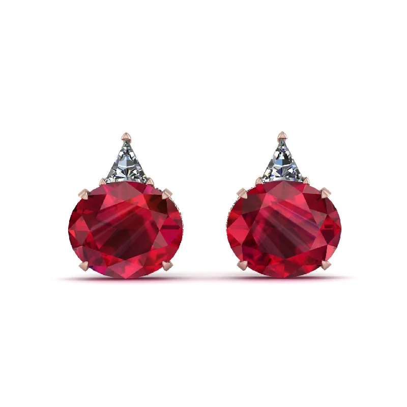 Classic Drop Earrings For Elegant Look-Hidden Halo Ruby Earrings - Rosalie No. 11