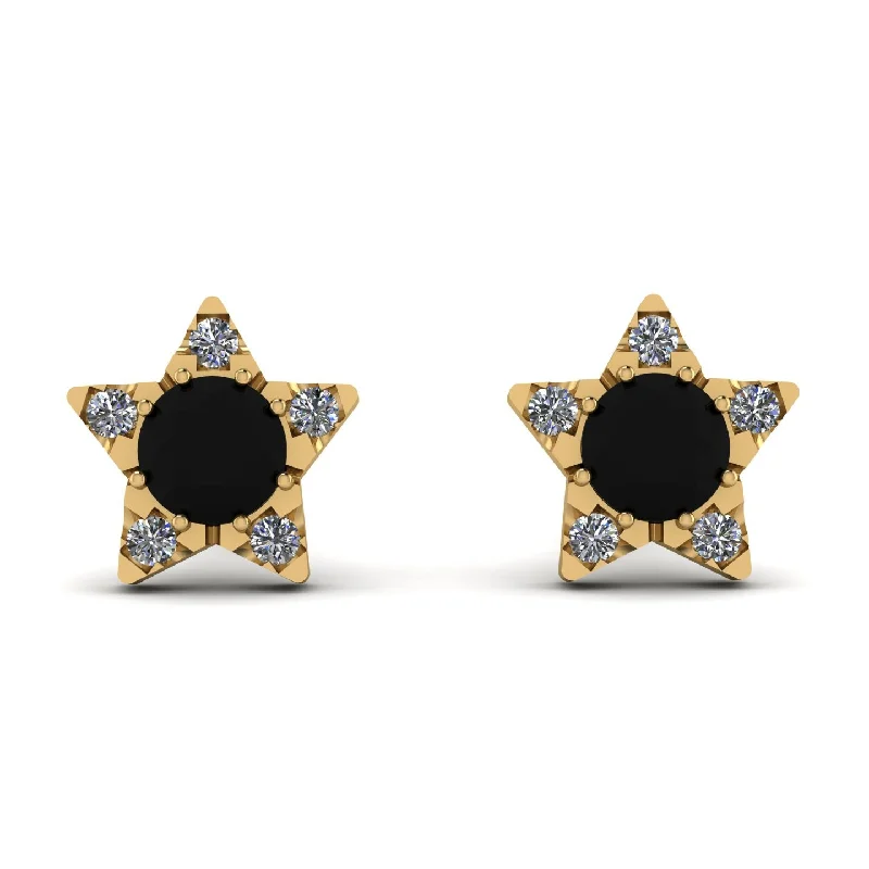 Custom Gold Earrings For Personalized Fashion-Star Halo Black Diamond Earrings - Zelda No. 7