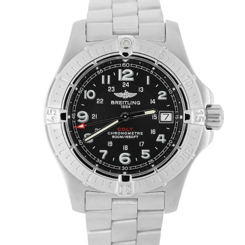 Stylish Analog Watches For Sophisticated Looks-Breitling COLT Chronometer Stainless Steel Quartz Black 41mm A74380 Watch