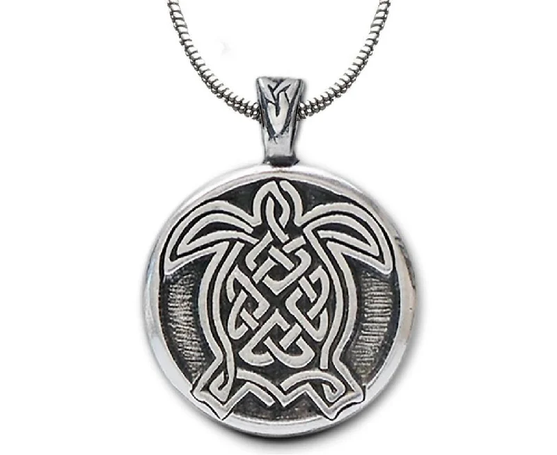 Celtic Turtle Pewter Pendant Necklace By Celtic Knotworks