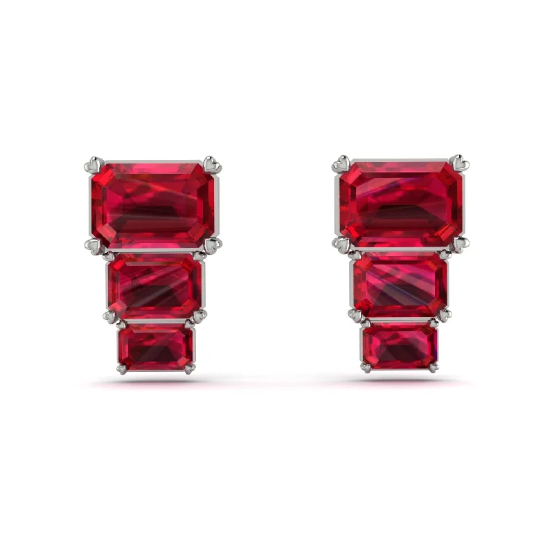 Trendy Resin Earrings For Creative Glam-Hidden Diamonds Emerald Ruby Earrings - Briella No. 12