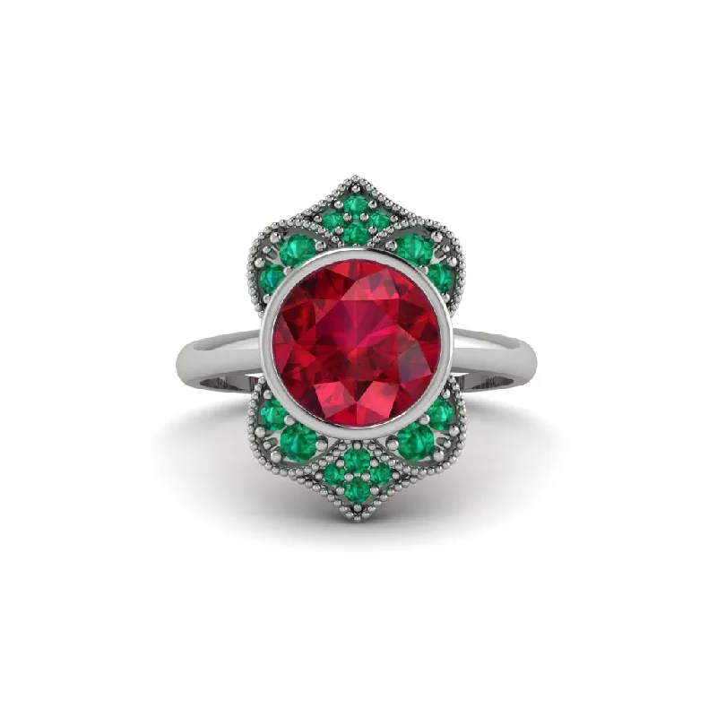 Classic Wedding Rings For Timeless Glam-Ruby Bezel Vintage-Inspired Engagement Ring - Olive No. 27