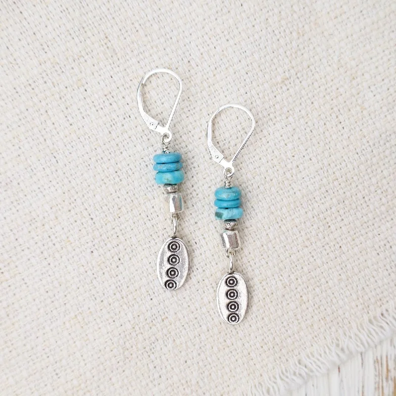 Trendy Earrings For Night Fashion-Turquoise with Thai Silver Drop Earrings