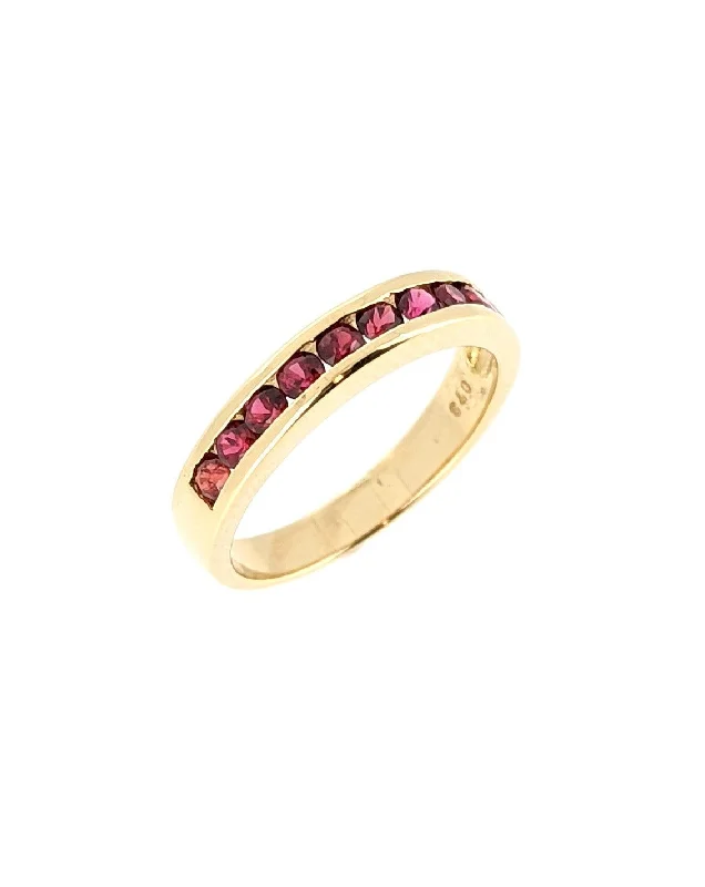 Affordable Gemstone Engagement Rings For Budget Brides-18K Yellow Gold Channel Set Ruby Band