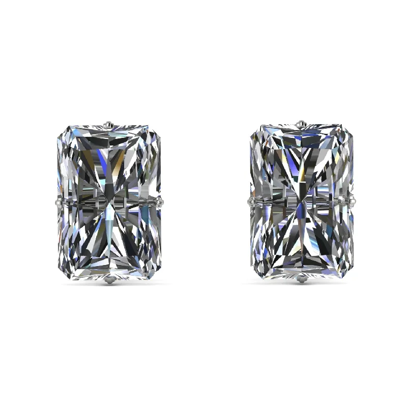 Fashionable Earrings For Bold Fashionistas-Hidden Halo Emerald Cut Diamond Earrings - Vanessa No. 33