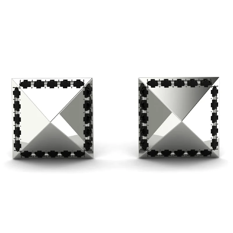 Classic Stud Earrings For Timeless Appeal-Square Black Diamond Earrings - Elora No. 9