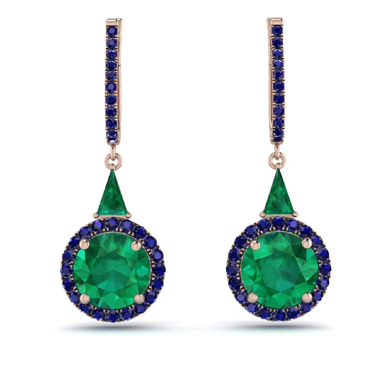 Trendy Resin Earrings For Bold Fashion-Hidden Halo Emerald Earrings - Joanna No. 65