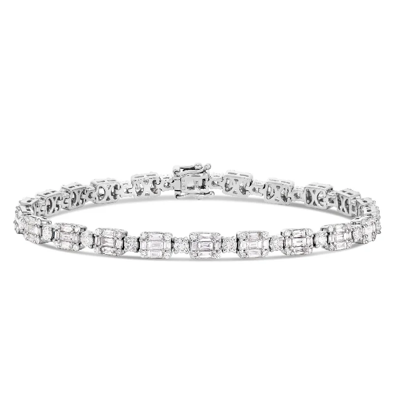 Unique Statement Bracelets For Bold Fashion-18K White Gold 8.2ct Baguette Diamond Bracelet