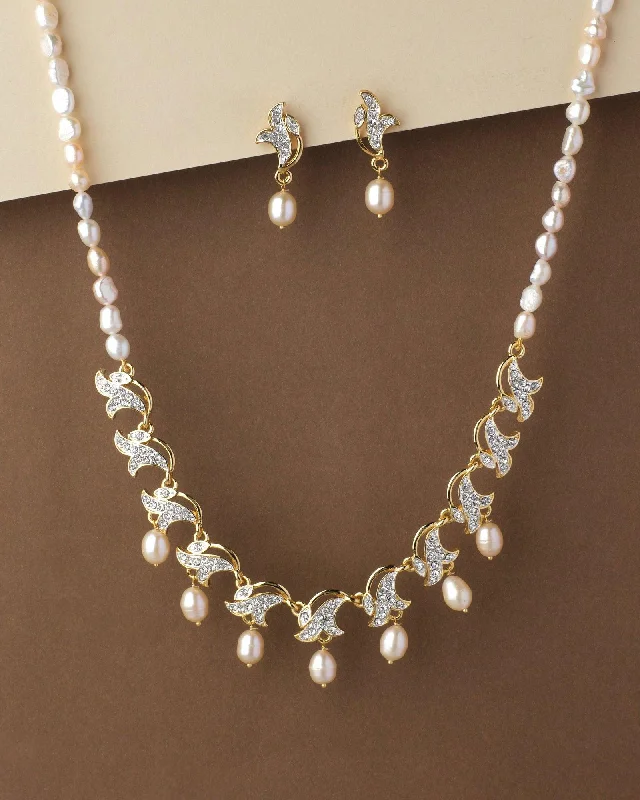 Trendy Real Pearl Necklace Set