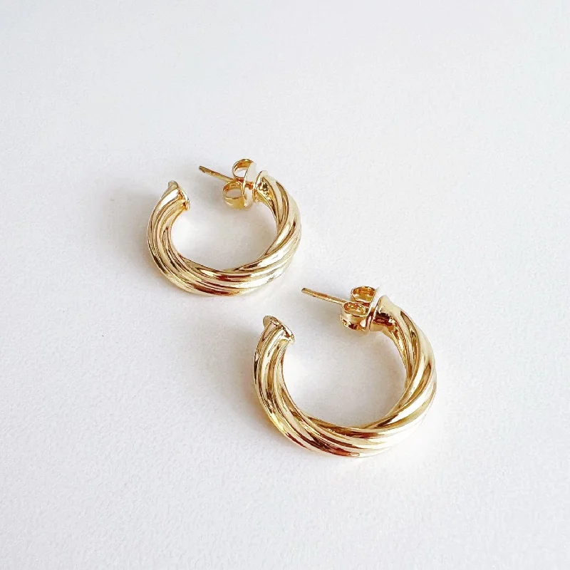 Elegant Pearl Earrings For Wedding Style-Kaylee Twist Hoops Earrings Gold Filled