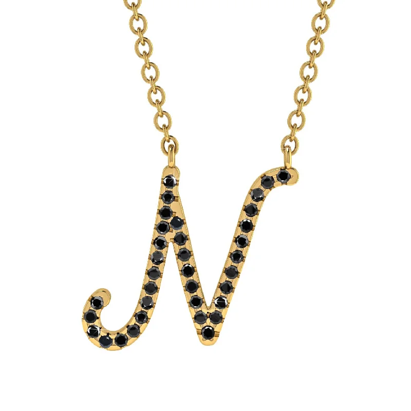 Black Diamond Gold Letter Necklace - N