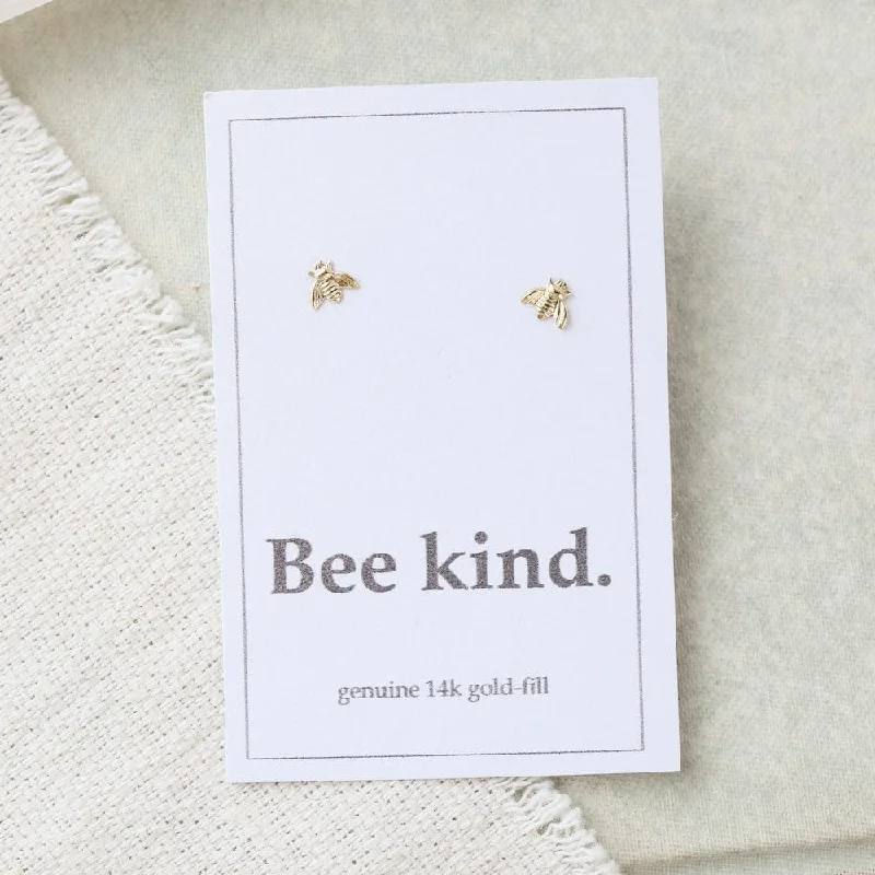 Trendy Earrings For Bold Looks-Gold Filled Bee Post Earrings - "Bee Kind"