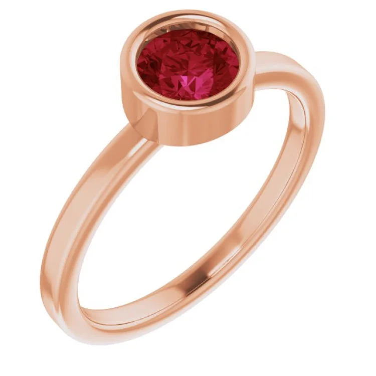 Unique Engagement Rings For Creative Proposals-14K Rose 5.5 mm Lab-Grown Ruby Ring