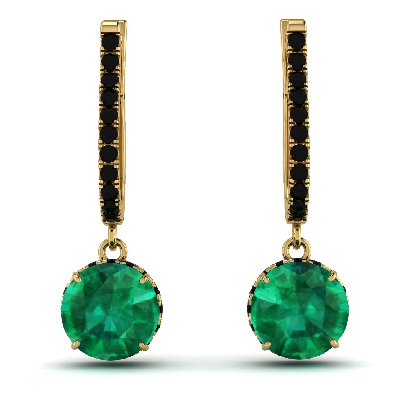 Stunning Gemstone Earrings For Chic Fashion-Emerald Dangle Earrings With Hidden Halo - Adaline No. 34