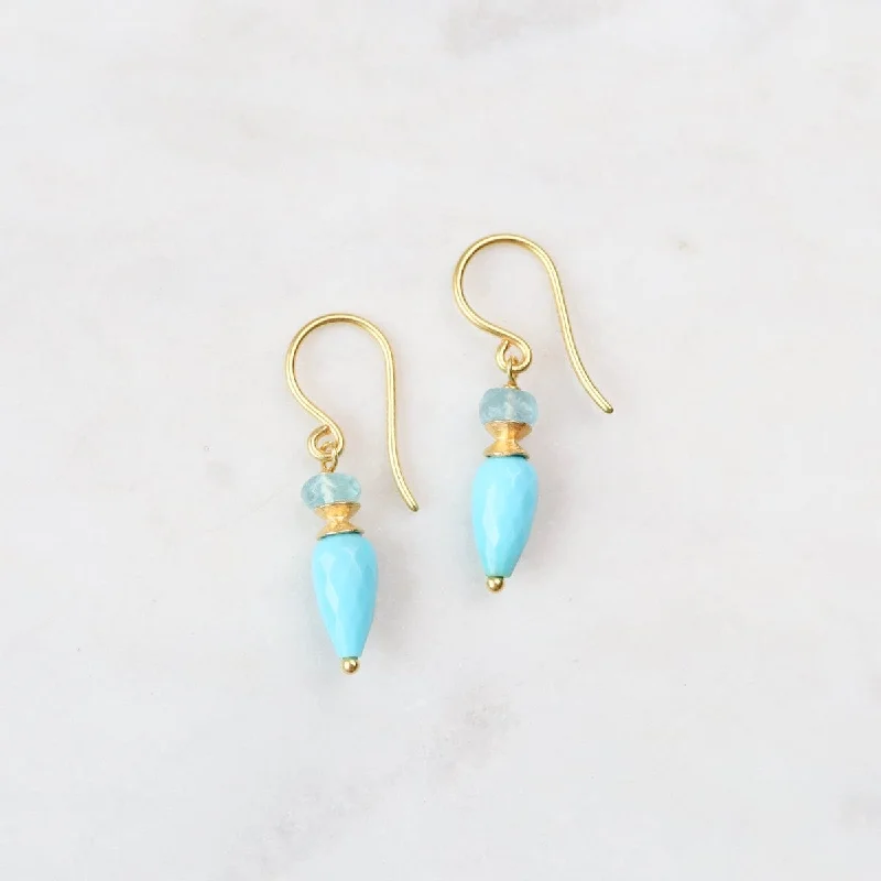 Sparkling Resin Earrings For Creative Glam-Faceted Apatite & Turquoise Earrings