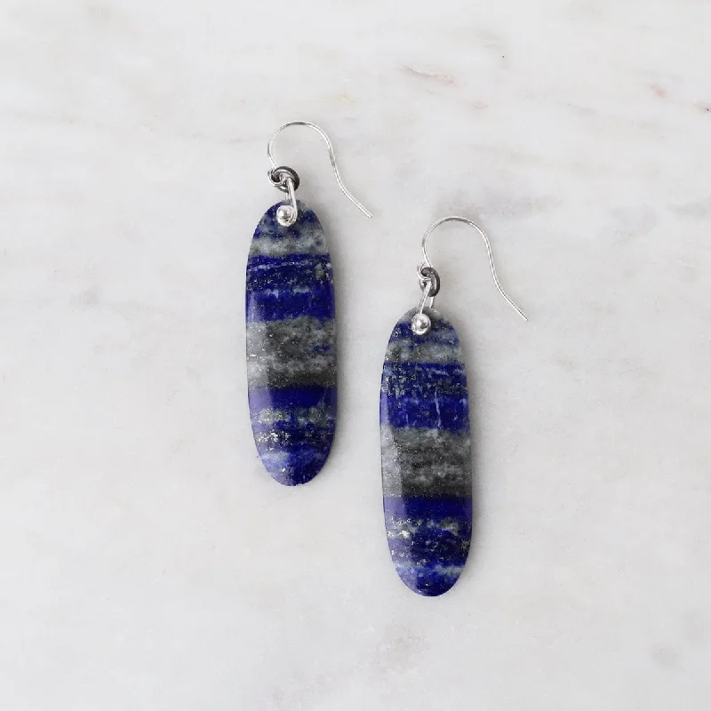 Unique Gold Earrings For Fashion Statements-Statement Oval Lapis Earrings