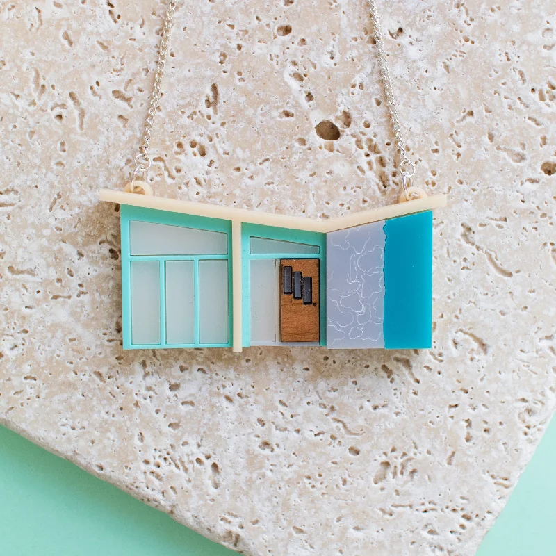 Palm Springs Blue Mid Century House Necklace